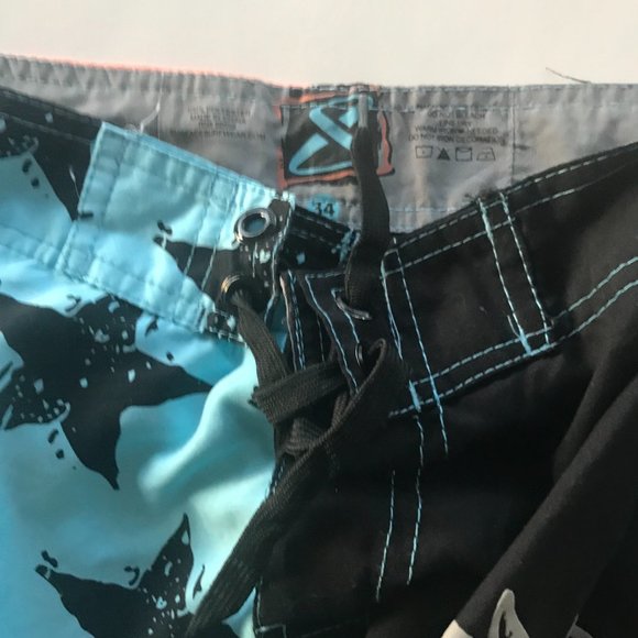 Vtg Surface Surfwear Mens Swim Suit Trunks Size 34 Patriotic Eagle Blue Bathing - Picture 10 of 11